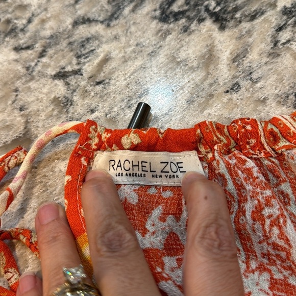 Rachel Zoe/Boho Keyhole Rayon Blouse Top Orange Yellow Sz Small - Picture 13 of 14